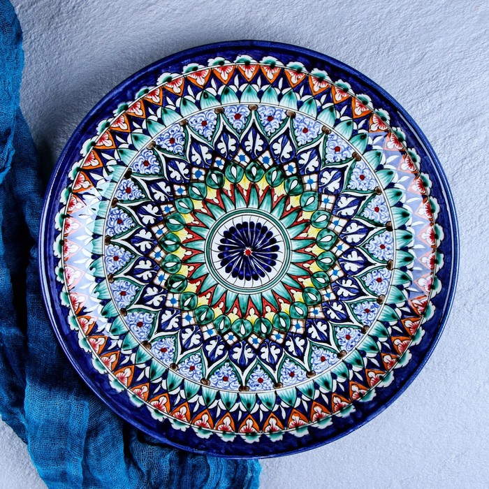 Ляган Риштанская Керамика  Ляган Риштанская Керамика "Узоры", 28 см, синий