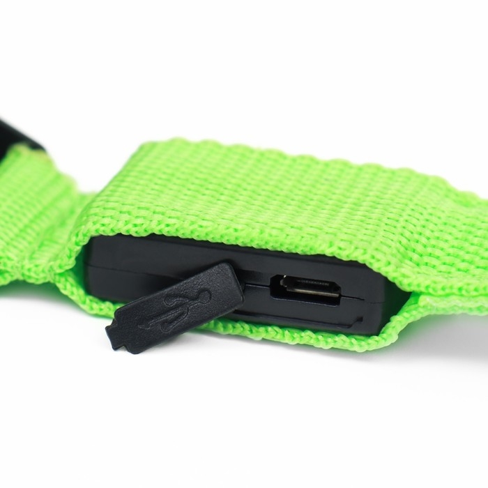 Ошейник с подсветкой, зарядка от USB, размер M, ОШ 37-46 см, 3 режима, зелёный Ошейник с подсветкой, зарядка от USB, размер M, ОШ 37-46 см, 3 режима, зелёный