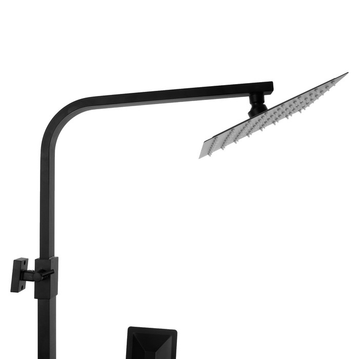 Душевая система ZEIN Z1006, смеситель, тропическая и ручная лейка, стойка, черный Душевая система ZEIN Z1006, смеситель, тропическая и ручная лейка, стойка, черный