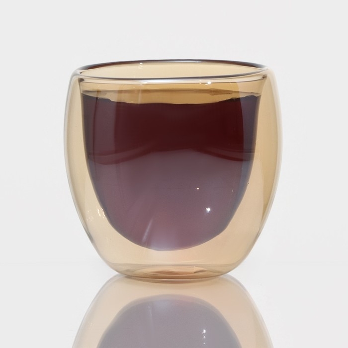 Стакан стеклянный с двойными стенками «Дуо», 250 мл, цвет золото Стакан стеклянный с двойными стенками «Дуо», 250 мл, цвет золото