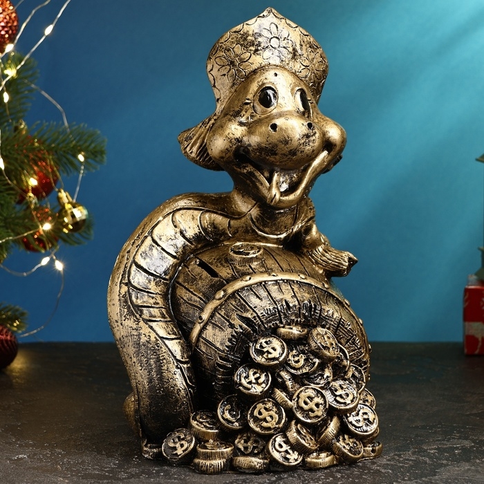 Копилка Копилка "Змея Василиса" черное золото, 30х20х25см