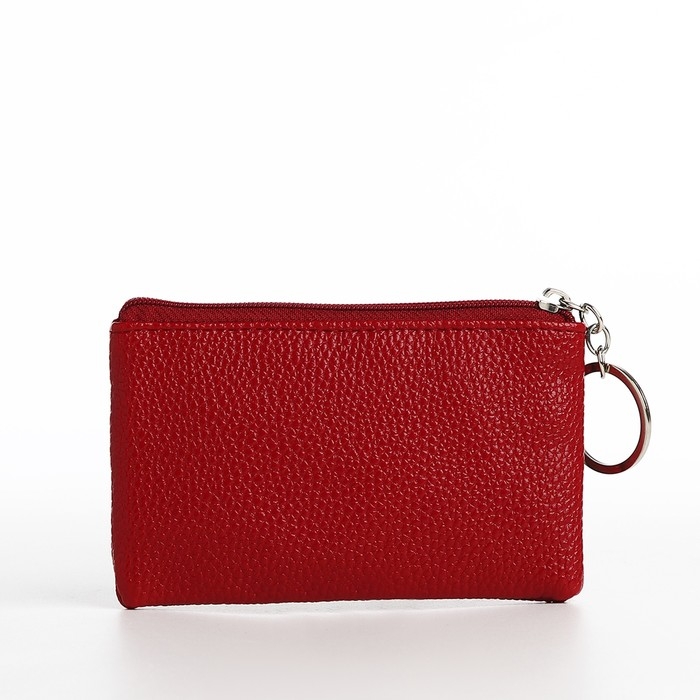Ключница - кошелёк на молнии, длина 12 см, кольцо, цвет красный Ключница - кошелёк на молнии, длина 12 см, кольцо, цвет красный