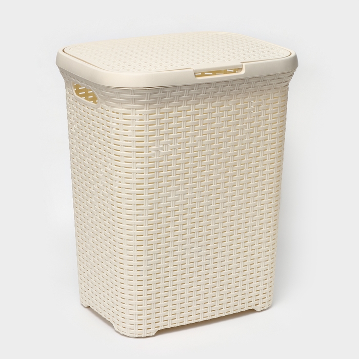Корзина бельевая с крышкой, 60 л, 34×44×56 см, цвет слоновая кость Корзина бельевая с крышкой, 60 л, 34×44×56 см, цвет слоновая кость