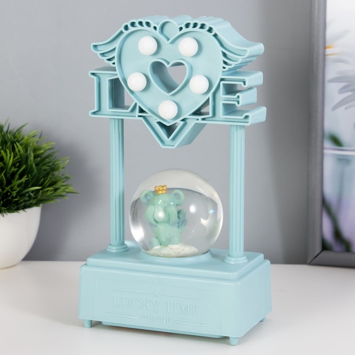 Ночник музыкальный Ночник музыкальный "Снежный шар" 5хLED от батареек 3ААА голубой 6,5х11х21см RISALUX