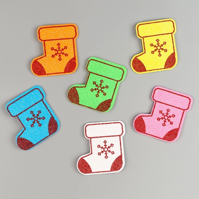 Набор наклеек из EVA  Набор наклеек из EVA "Новогодний сапожок", 6 шт, цвет МИКС
