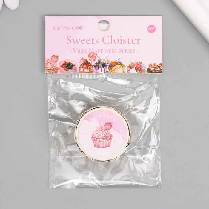 Наклейка бумага Наклейка бумага "Сладости - радости" 1,2 - 2,5 см 100 шт в рулоне 11х8 см