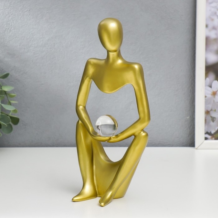 Сувенир полистоун  Сувенир полистоун "Абстракция - открытость, с шаром" золото 24х7,5х11 см