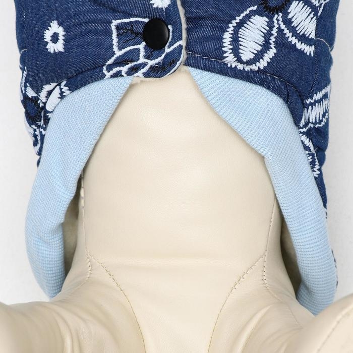 Куртка для собак с цветами, XXL (ДС 40 см, ОШ 35 см, ОГ 55 см), тёмно-синяя Куртка для собак с цветами, XXL (ДС 40 см, ОШ 35 см, ОГ 55 см), тёмно-синяя