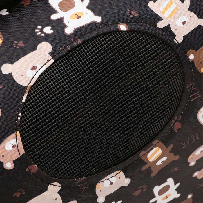 Сумка-переноска каркасная  Сумка-переноска каркасная "Медвежонки", размер L, 53 х 21 х 29 см, чёрный