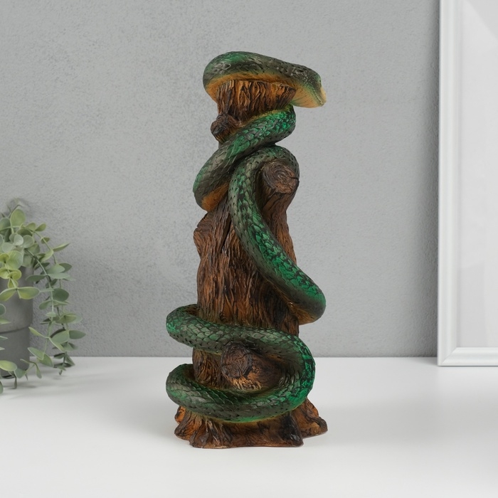 Новогодняя копилка  Новогодняя копилка "Змея на пеньке"  33 х 14 х 15 см, зеленый