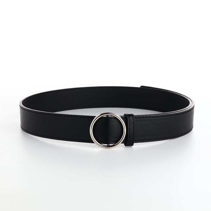 Ремень женский, ширина 3,5 см, пряжка серебро, цвет чёрный Ремень женский, ширина 3,5 см, пряжка серебро, цвет чёрный