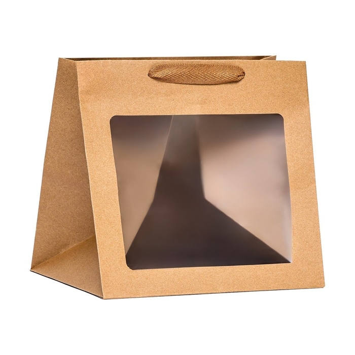 Пакет подарочный, крафт, с окном, 25 х 25 х 25 см Пакет подарочный, крафт, с окном, 25 х 25 х 25 см