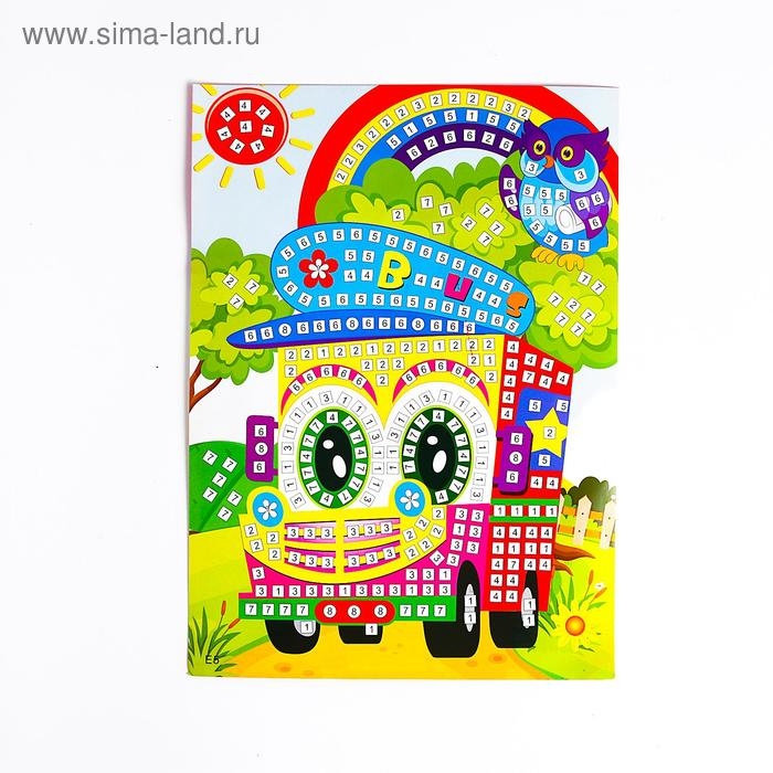 Мозаика стикерная «Веселый автобус» блестки, стразы Мозаика стикерная «Веселый автобус» блестки, стразы