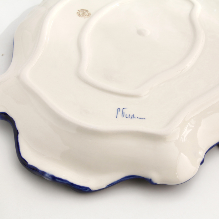 Поднос большой, гжель, фарфор, 36х26 см Поднос большой, гжель, фарфор, 36х26 см