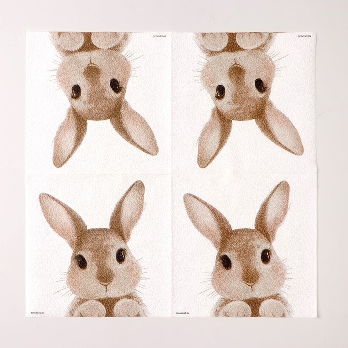 Салфетки бумажные однослойные «Кролик», 33 х 33 см, набор 20 штук Салфетки бумажные однослойные «Кролик», 33 х 33 см, набор 20 штук