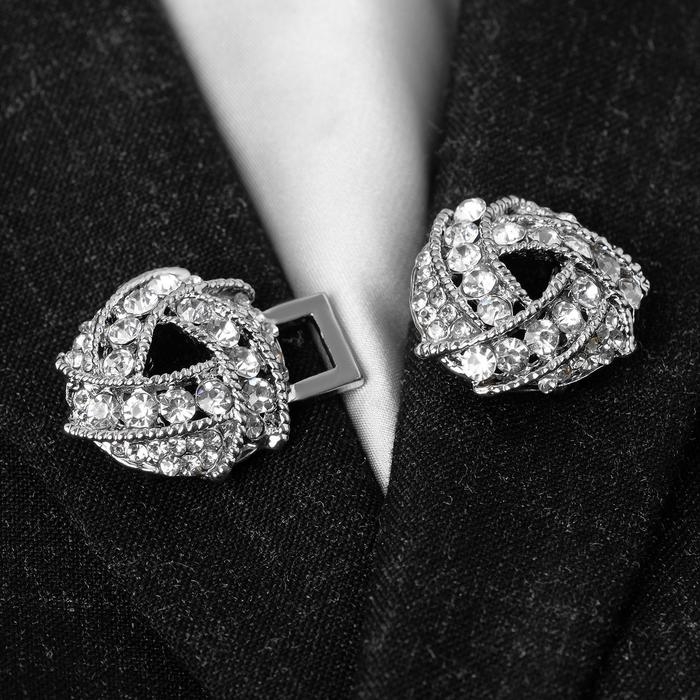 Зажим для кардигана «Бермуды», цвет белый в серебре Зажим для кардигана «Бермуды», цвет белый в серебре