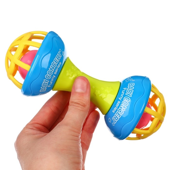 Погремушка «Гантелька яркая», с эластичными элементами Погремушка «Гантелька яркая», с эластичными элементами