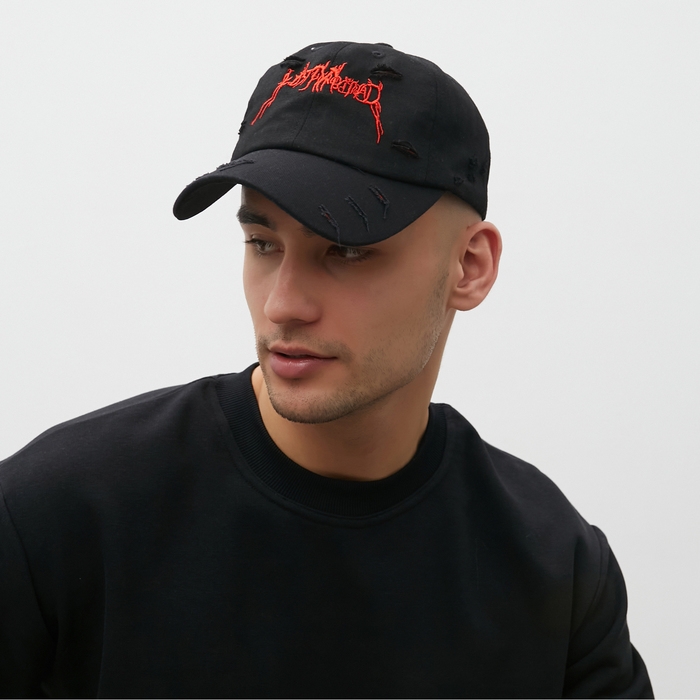 Бейсболка с порезами MINAKU цвет чёрный, р-р 58 Бейсболка с порезами MINAKU цвет чёрный, р-р 58