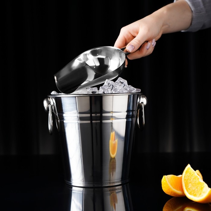 Совок из нержавеющей стали для льда и сыпучих продуктов, 260 мл, 24×9 см, цвет хромированный Совок из нержавеющей стали для льда и сыпучих продуктов, 260 мл, 24×9 см, цвет хромированный