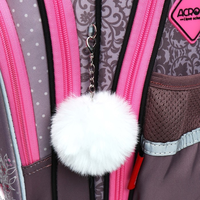 Рюкзак школьный 40х33х15см, эргономичная спинка, Across 410, серый/розовый Рюкзак школьный 40х33х15см, эргономичная спинка, Across 410, серый/розовый