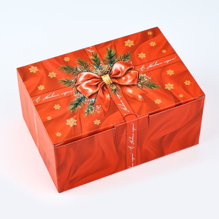 Коробка подарочная новогодняя складная «Роскошный бант», 22 х 15 х 10 см, Новый год Коробка подарочная новогодняя складная «Роскошный бант», 22 х 15 х 10 см, Новый год