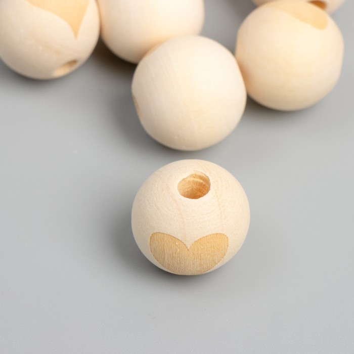 Бусина дерево для творчества Бусина дерево для творчества "Круглая. Сердце" d=1,8 см набор 10 шт