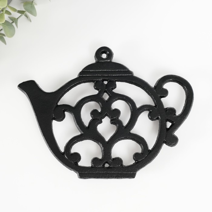 Сувенир чугун подставка  Сувенир чугун подставка "Чайник с сердечком" 20х15х1,5 см