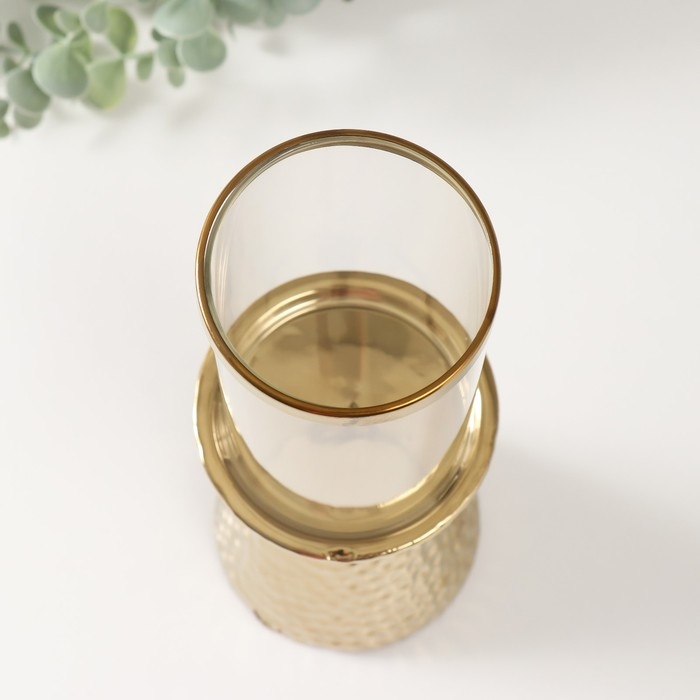 Подсвечник керамика, стекло на 1 свечу Подсвечник керамика, стекло на 1 свечу "Ибис" d=7,5 см золото 10,5х10,5х29,5 см