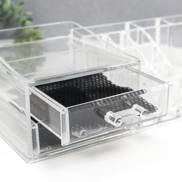 Шкатулка-органайзер пластик 2 ящика прозрачная 9х15х30,5 см Шкатулка-органайзер пластик 2 ящика прозрачная 9х15х30,5 см