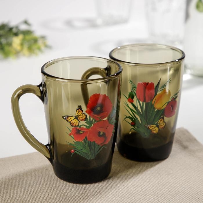 Кружка стеклянная &laquo;Букеты&raquo;, 300 мл, цвет МИКС