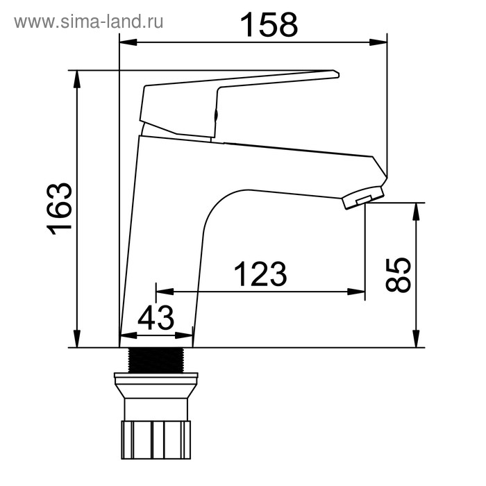 Cмеситель для раковины Accoona A9669, однорычажный, с гайкой, силумин, хром Cмеситель для раковины Accoona A9669, однорычажный, с гайкой, силумин, хром