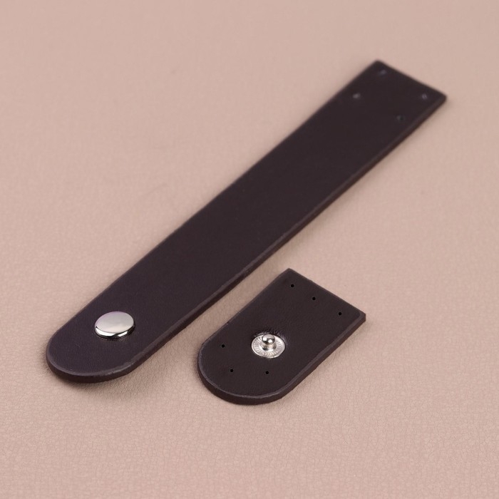 Застёжка пришивная для сумки, на кнопке, 15,5 × 2,5 см / 4,5 × 2,5 см, цвет коричневый/серебряный Застёжка пришивная для сумки, на кнопке, 15,5 × 2,5 см / 4,5 × 2,5 см, цвет коричневый/серебряный