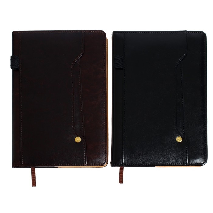 Ежедневник недатированный А5, 140 листов, в клетку, обложка кожзам, с карманом, МИКС Ежедневник недатированный А5, 140 листов, в клетку, обложка кожзам, с карманом, МИКС