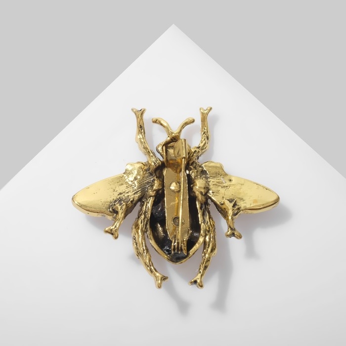 Брошь «Муха» классика, цвет бело-зелёный в чернёном золоте Брошь «Муха» классика, цвет бело-зелёный в чернёном золоте