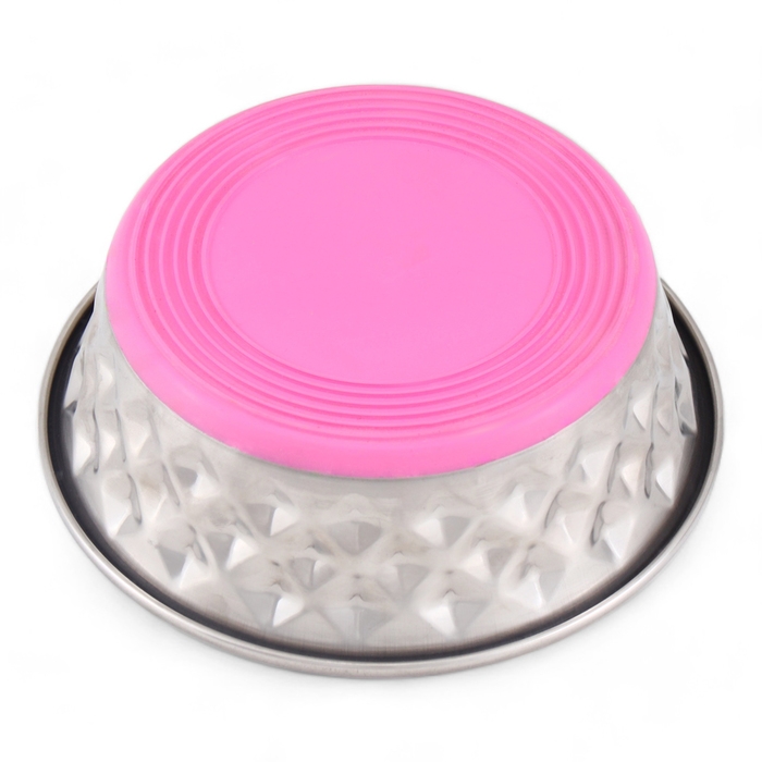 Миска утяжеленная рельефная, с силиконовым основанием, розовая, 300  мл Миска утяжеленная рельефная, с силиконовым основанием, розовая, 300  мл