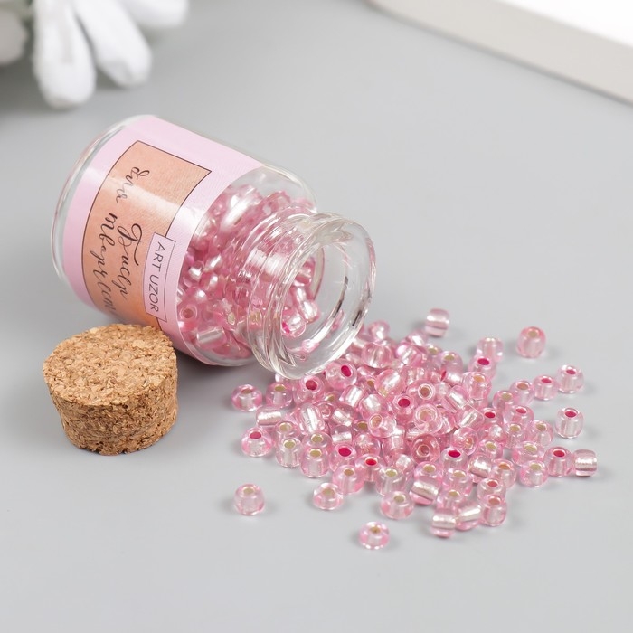 Бисер круглый 6/0 в бутылочке  Бисер круглый 6/0 в бутылочке "Розовый" прозрачно-цветной 20 гр