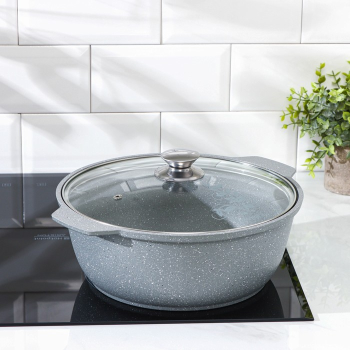 Жаровня, 4 л, d=26 см, h=11 см, антипригарное покрытие, цвет светло-серый Жаровня, 4 л, d=26 см, h=11 см, антипригарное покрытие, цвет светло-серый