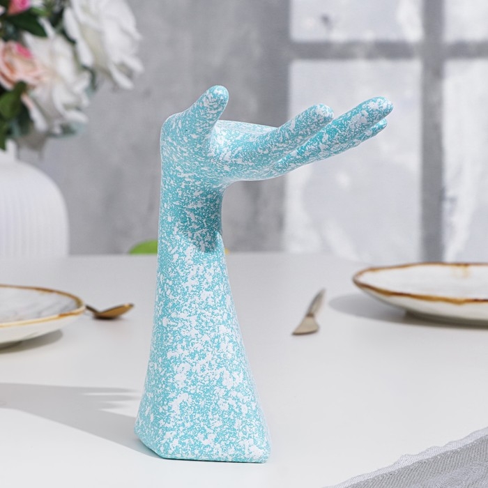 Подставка для колец Подставка для колец "Рука", голубой, 17х7,8х10,4 см