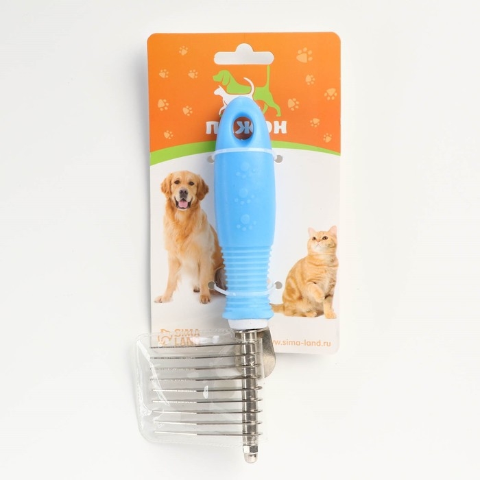 Колтунорез боковой  Колтунорез боковой "Комфорт" 9 лезвий, нескользящая резиновая ручка, голубой