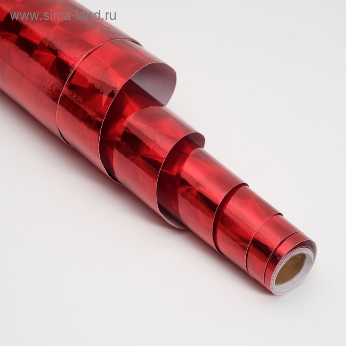 Пленка самоклеящаяся  Пленка самоклеящаяся "Квадраты", голография, красная, 0.45 х 3 м, 3 мкм