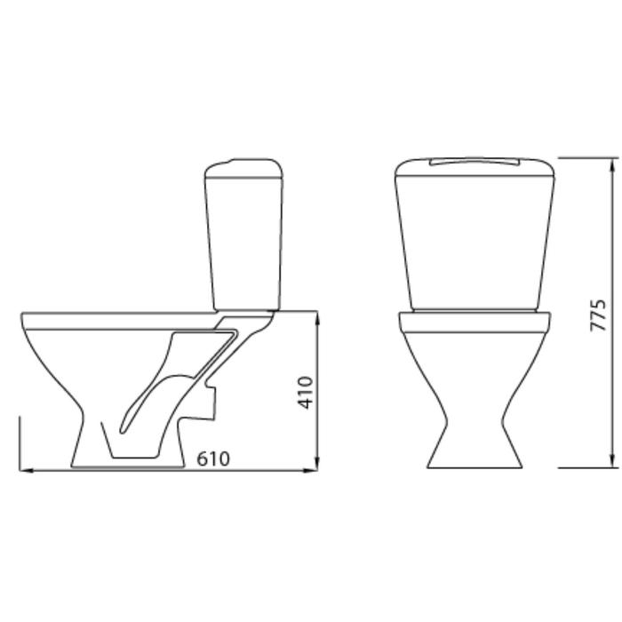 Унитаз компакт ЛЗСФ Унитаз компакт ЛЗСФ "Универсал NEW 90", нижняя подводка, прямой выпуск, сиденье,кнопка