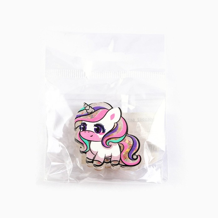 Заколка для волос, шейкер «Единорожек» 3,8 х 4см