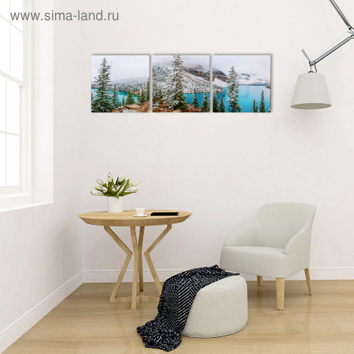 Модульная картина  Модульная картина "Горное озеро" (3-35х35) 35х105 см