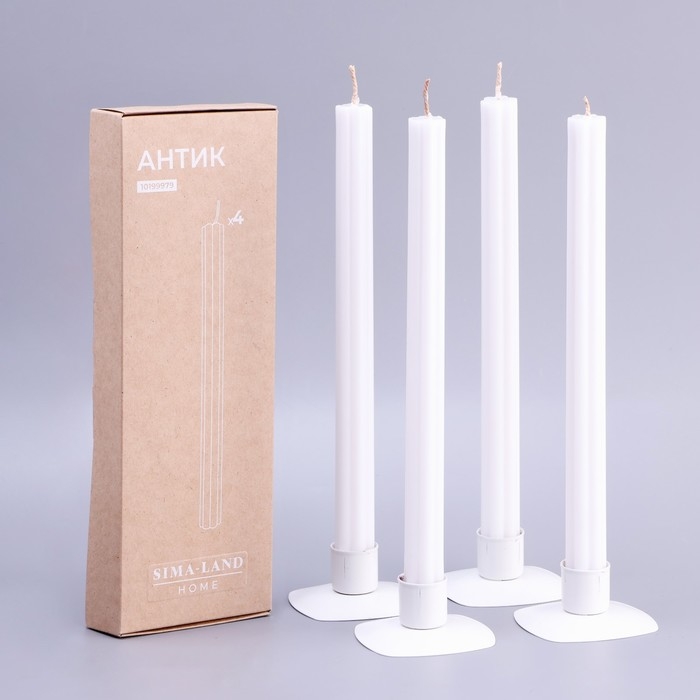 Набор свечей античных , 2,2х25 см, 4 штуки, пальмовый воск, белая, 2 ч Sima Home Набор свечей античных , 2,2х25 см, 4 штуки, пальмовый воск, белая, 2 ч Sima Home