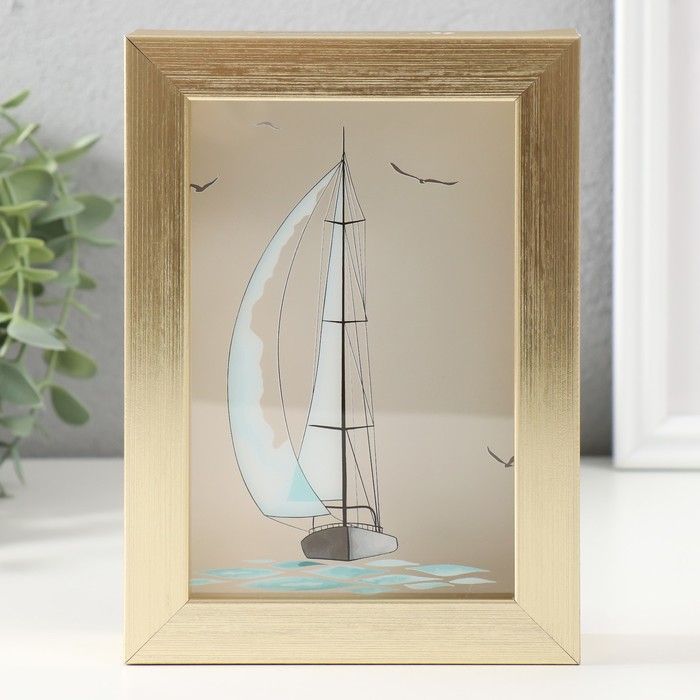 Копилка интерьерная пластик Копилка интерьерная пластик "Парусник" 17х12х3,8 см