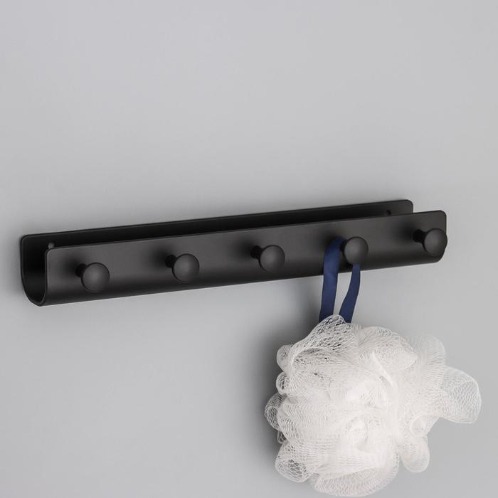 Вешалка на 5 крючков «Став», 27,5×4×3,5 см, цвет чёрный Вешалка на 5 крючков «Став», 27,5×4×3,5 см, цвет чёрный