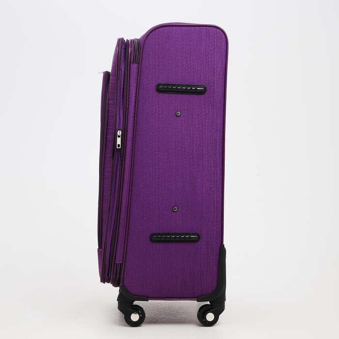 Чемодан большой 95 л (L), отдел на молнии, с расширением, кодовый замок, 4 колеса, наружный карман, цвет фиолетовый Чемодан большой 95 л (L), отдел на молнии, с расширением, кодовый замок, 4 колеса, наружный карман, цвет фиолетовый