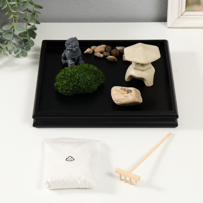 Сад камней Дзен  Сад камней Дзен "Каменный лев" песок 24х24х10,5 см