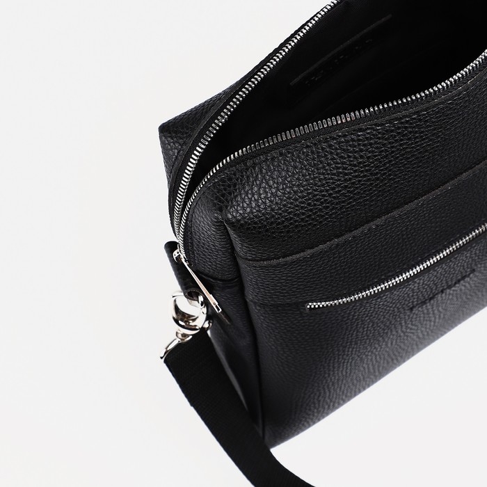 Сумка мужская через плечо TEXTURA, искусственная кожа, цвет чёрный Сумка мужская через плечо TEXTURA, искусственная кожа, цвет чёрный