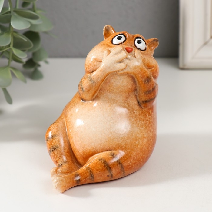 Сувенир полистоун лак Сувенир полистоун лак "Рыжий кот молчун" 9,2х7х11,5 см